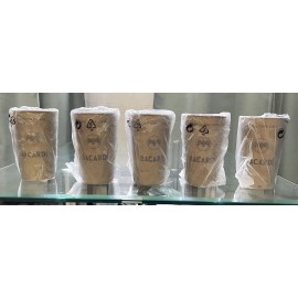 Bacardi Set of 5 Bacardi Cuba Libre Gold Aluminum Cups, Rum, Bat Logo New.