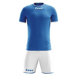 Zeus Man Woman Unisex Suit Kit T-shirt Pants Shorts Football Soccer Five-a-Side Championship Royal-White Sticker (L)