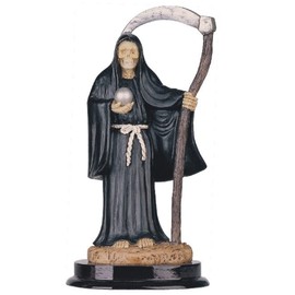 ICE ARMOR 5" H Black Santa Muerte Holding Scythe Statue Our Lady of The Holy Death Figurine Religious Decoration