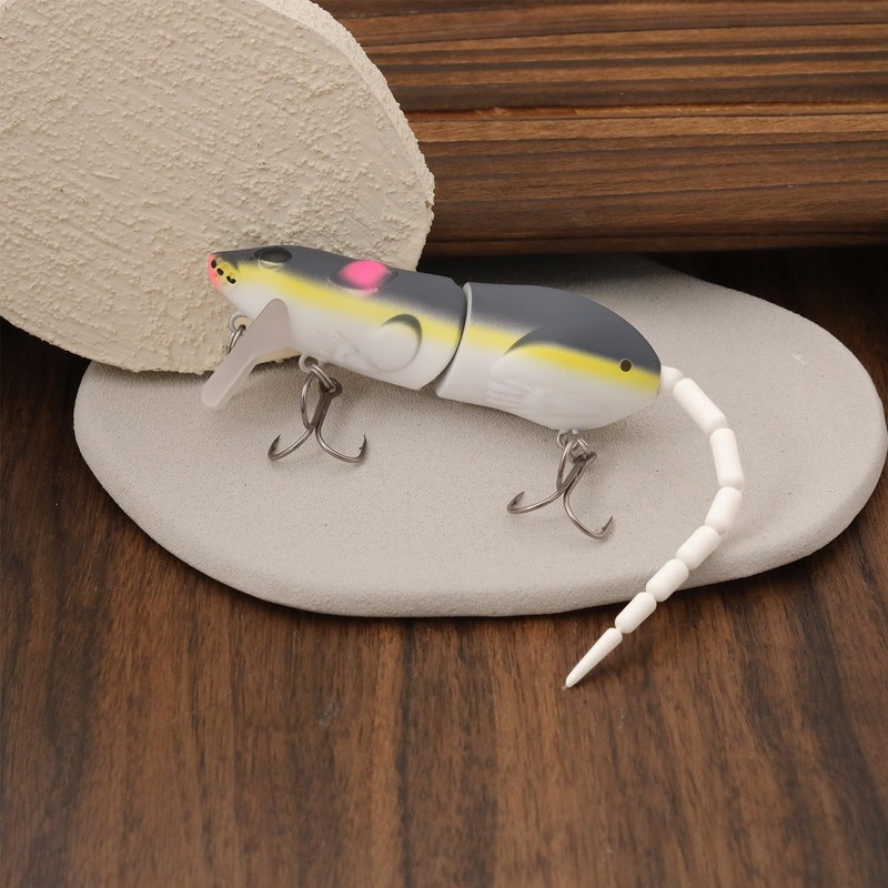 eMagTech 2pcs Rat Mouse Swimbait 15g 15.5cm Topwater Jointed Crankbait