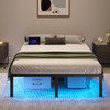HAVONIZD Queen Bed Frame with LED Lights & Charging Station