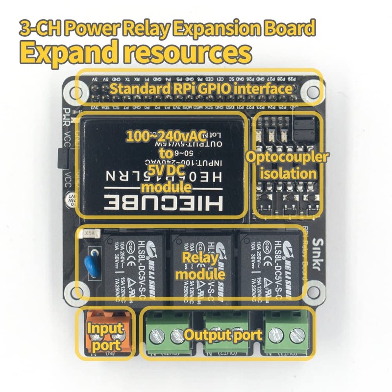 NESPi Sinkr Relay Hat for Raspberry Pi Rpi with AC/DC