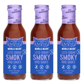 Noble Made by The New Primal, Smoky BBQ Sauce, Whole30 Approved, Paleo, Gluten Free, Keto, Low Carb, Low Calorie, Dairy and Soy Free, Glass Bottle, 12 oz, 3 pack