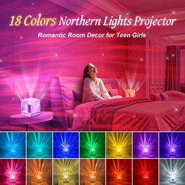 Birthday Gifts for Women Gifts for Teen Boys Girls Northern Lights Projector, 18-Color Teen Girl Gifts Trendy Stuff, Remote Galaxy Projector for Bedroom Night Light for Kids, Cute Room Decor Aesthetic