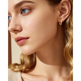 Teppdfann 18K Gold Plated Huggie Hoop Earrings - Twisted Texture Minimalist Earrings, Simple Sleep Earrings for Daily Wear