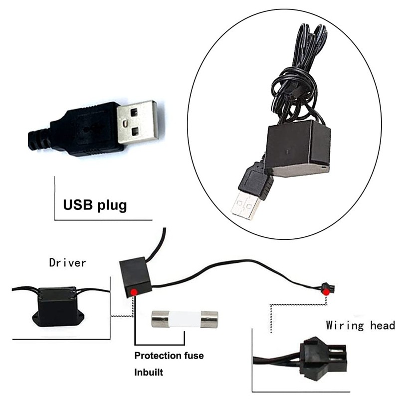 Balabaxer USB EL Wire Purple 10M Neon Wire 5V with
