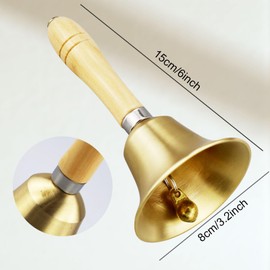 HXMJIED Hand Bell, Metal Tea Hand Bell, Service Bell, Dinner Bell, Extra Loud Call Hand Bell, Solid Brass Bell Handbells, With Wooden Handle, Counter Reception Bell, Hand Bells for Elderly and Adults
