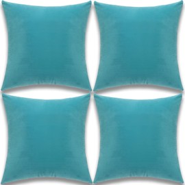 Yonous Cushion Covers, Soft Premium Velvet Decorative Throw Pillow for Sofa Bed Couch Chair, Set of 4, Teal, 18 x 18 inch / 45 x 45 cm