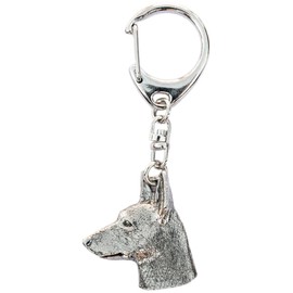 Pinscher miniatura (Cabeza) Hecho en Reino Unido Artístico Perro Llavero Colección