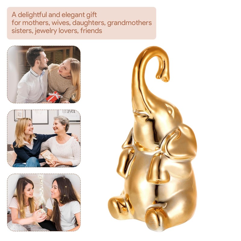 Loving Pair of Elephant Decor Small Gold Elephant Statues for