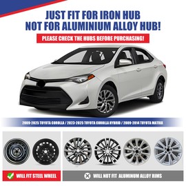 NIXON OFFROAD 16 Inch Hubcaps for Toyota Corolla 2009-2025 [Only Fit Steel Wheel] Wheel Rim Cover (Set of 4) ABS+PC Hub Caps Replacement for Car (16 Inch, Black Matte, 5111Style)