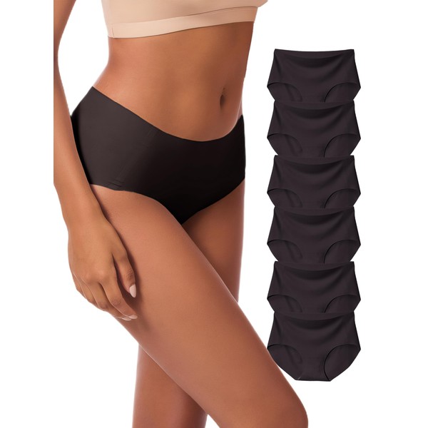 ecora Womens Mid-Waist Underwear Full Coverage No Show Seamless Comfortable
