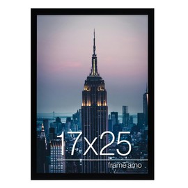 Frame Amo 17x25 Black Modern Picture or Poster Frame, 1 inch Wide Border, Smooth Wrap Finish, Acrylic Front