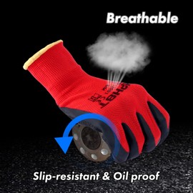 HPHST Work Gloves with Latex Coating, Work Gloves for Men and Women, Non-Slip (S)