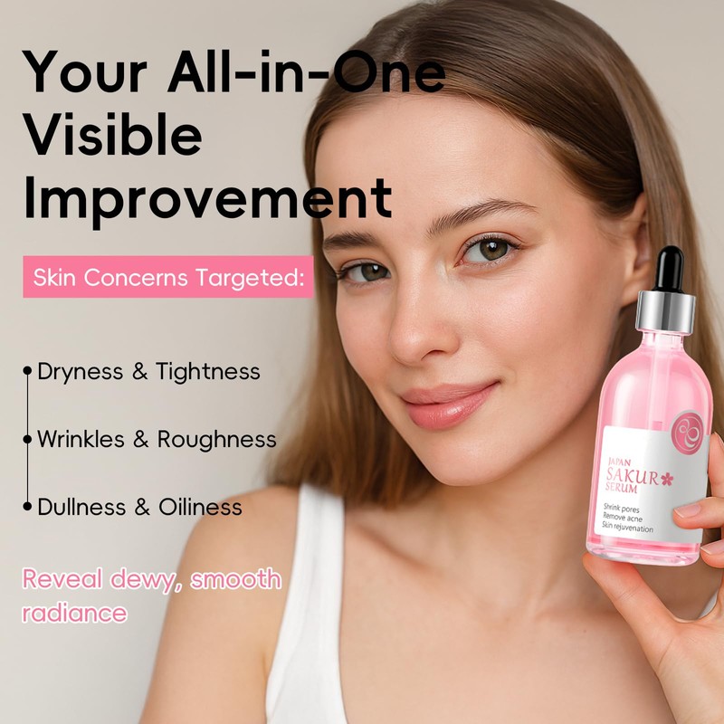 Sakura Face Serum, 100ml Daily Essence with Travel Size &