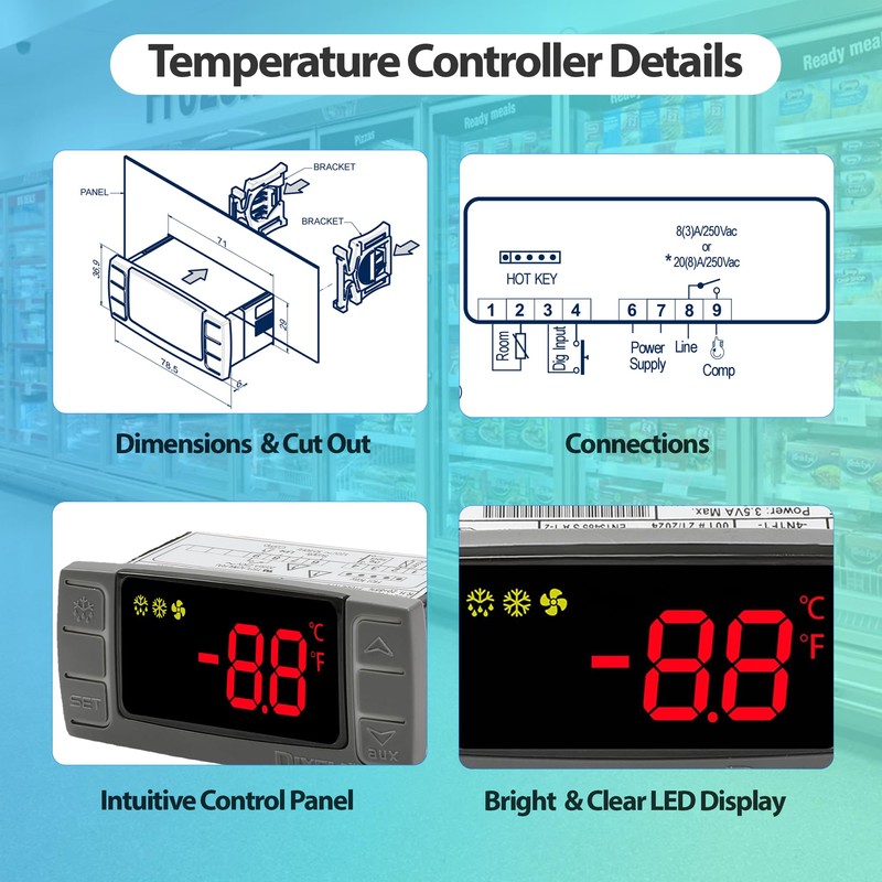 for Dixell XR02CX-4N1F1 Temperature Controller Digital Thermostat Controller with Temperature