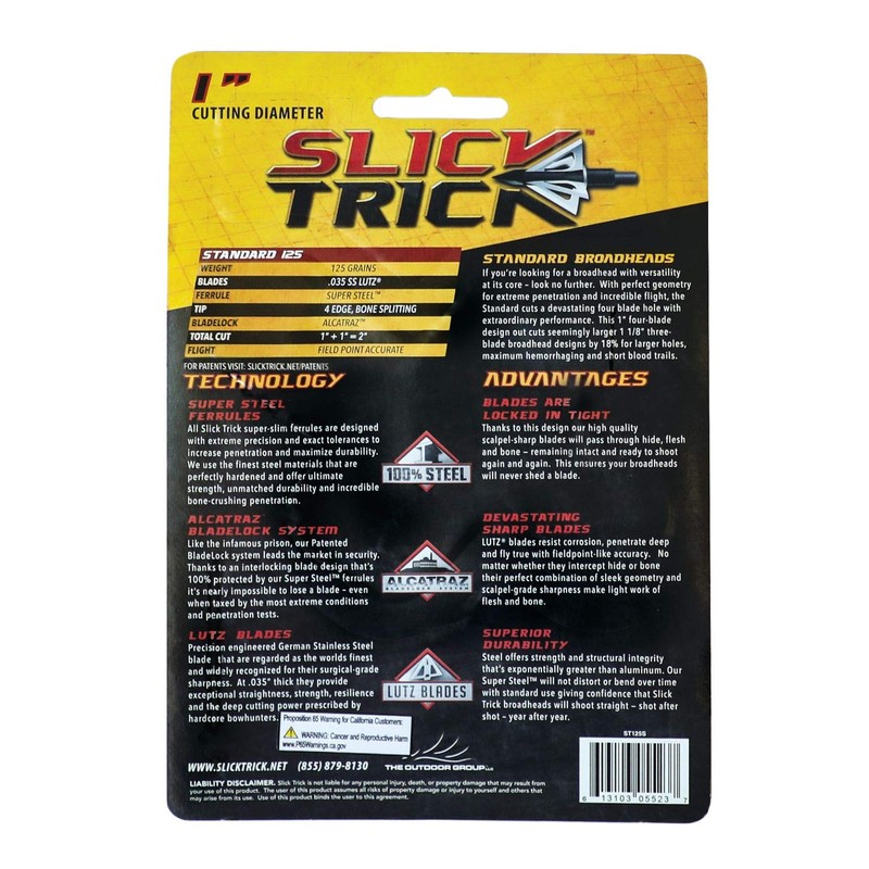 Slick Trick Broadhead 1" Standard 4 Pack