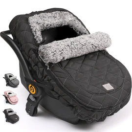 ACRABROS Car Seat Cover Baby: Winter Infant Carseat Canopy for Boy Girl Newborn, Zipper Peeping Window, Warm Cozy Cold Weather Waterproof Fitted, Black
