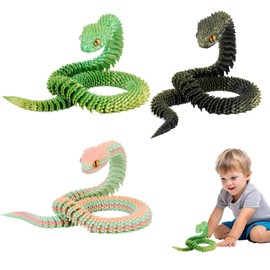 GETFACAI 3 PCS 3D Printed Snake, 3D Snake, Fidget Snake, 3D Printed Animals, 3D Animals, 30cm 3D Printed Animals, 3D Printed Animals for Home and Office Decoration (Rainbow Colors Are Random)