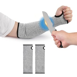 flintronic 2 Pairs of Arm Protectors, Cut-resistant Arm Protectors for Thin Skin and Bruising Cutting, Heat Resistant Arm Protection Protective Sleeves with Thumb Hole for Women Men Cooking Gardening