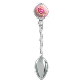I Love You Flower Heart Wreath Novelty Collectible Demitasse Tea Coffee Spoon