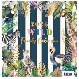 2026 Family Calendar UK Wall Planner Month to View – 5 Column Family Organiser Calendar for Families – UK Bank Holidays – Hanging Wall Planner 57cm x 28.5cm – 5 Person Organiser (Wild Animals)