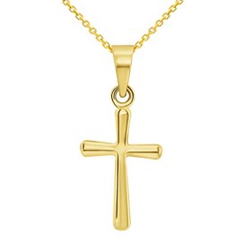 Collar con dije de cruz simple y de oro amarillo de 14 quilates, Oro, no aplica
