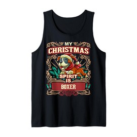 Boxer My Christmas Spirit Dog Santa Claus Elf Reindeer Tank Top