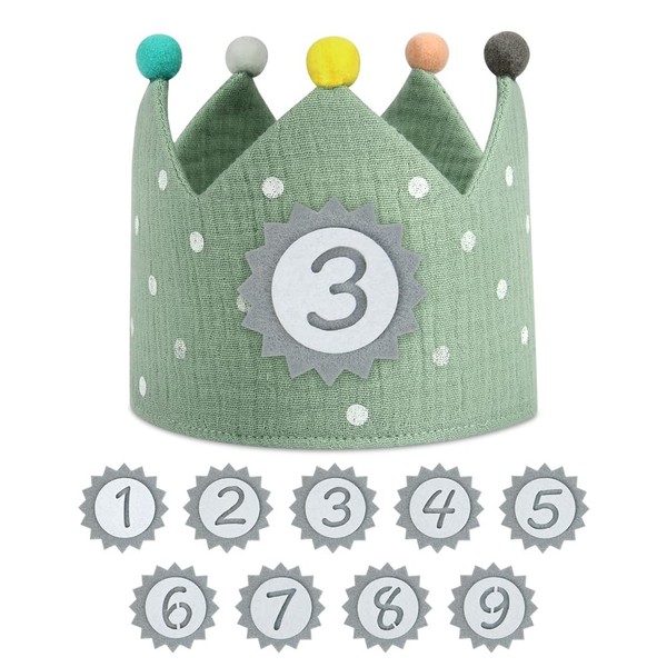URAQT Birthday Crown for Kids, Reusable Birthday Party Hat Crown with Interchangeable Number from 0 to 9, Happy Birthday Hat, Baby Photo Props, Birthday Party Tiara Headbands Gifts for Boys Girls