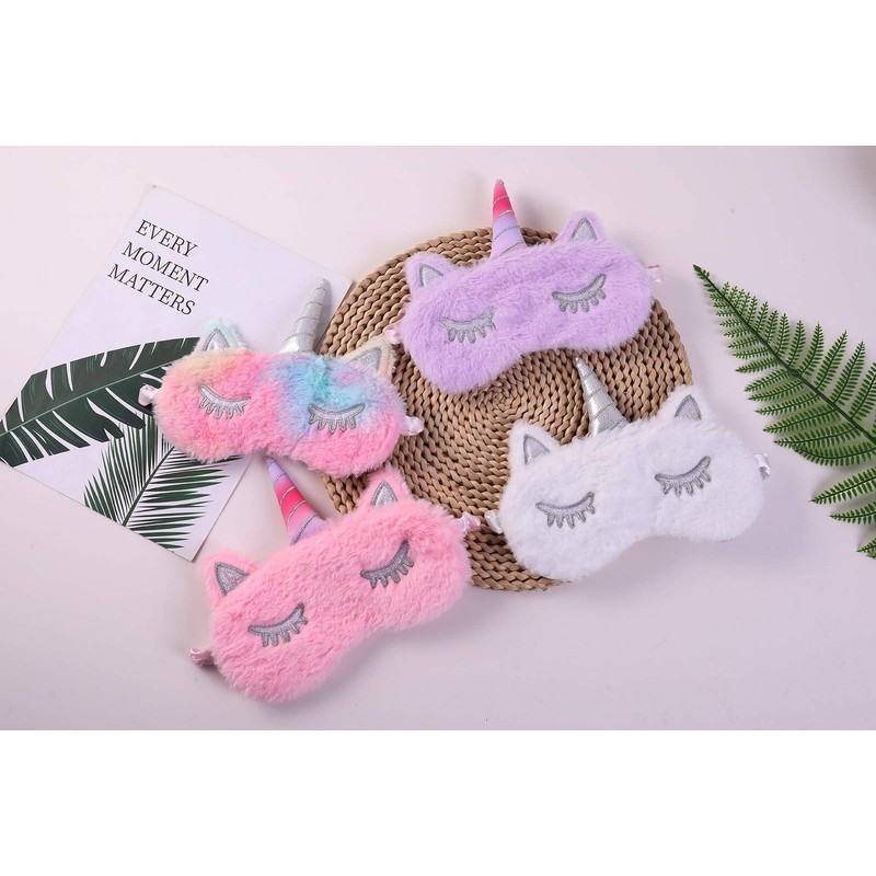 Forlady unicorn sleeping mask, plush cartoon mask for children and