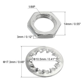 sourcing map Pack of 80 Lamp Tubes Lock Nuts with Washers 1/8IP Thread Hex Fixings for Chandelier Ceiling Lights Repair Assembly DIY Hardware