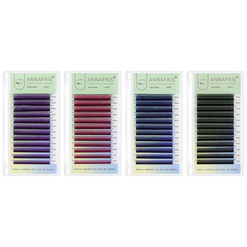 ANNAFRIS Eyelash Extensions, 3D, W, 0.07 D, 8-15 mm, Ready-to-Use