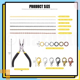 Mardatt 247Pcs 6 Colors 60ft Metal Jewelry Making Chains with Jewelry Pliers Lobster Clasps and Open Jump Rings, Jewelry Findings Supplies for Necklace Earring Bracelet DIY Craft