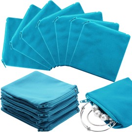 Geosar 24 Pcs Silver Storage Bags, Christmas Anti Tarnish Jewelry Zippered Pouches Keeper, for Silverware Protector Bags(4 x 4 Inch,Peacock Blue)