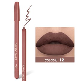 Pudaier Creamy Lip Liner Set 12 Shades Waterproof Lasting High Pigment Matte Lipliner Kit Smooth Lip Pencil Makeup - C2042T: #12
