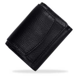 Moorle Women's Small Purse, Women's Coin Compartment, Leather Purse, Mini Purse with RFID Protection, Credit Cards for Women, black, Classic