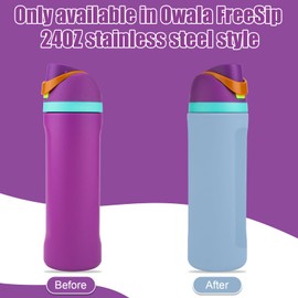 Silicone Water Bottle Boot for Owala 24oz, Full Wrap Protection Anti-Sliding Bottom Protective Sleeve Case Compatible with FreeSip Water Bottle Gift for Owala Protector Cover Accessory (Blue)