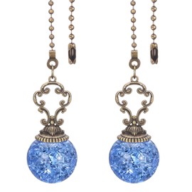 PATIKIL Ceiling Fan Pull Chain, 2 Pack 12" Decorative Ball Pendant Chain Extender Charm Extension Pull String for Ceiling Fans Light Lamp, Blue