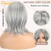 QUEENTAS 12" Gray Wigs for Women Grey Silver Medium Length