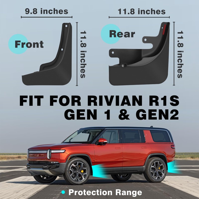 BestEvMod Mud Flaps Splash Guards Compatible with Rivian R1S 2022