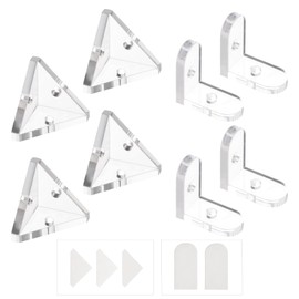 Morobor Acrylic Corner Bracket, Clear 3-Hole Right Angle Joint Brace Brackets and L-Shape Corner Bracket 90 Degree Support Shelf Corner Brace with Stickers for for DIY Display Box