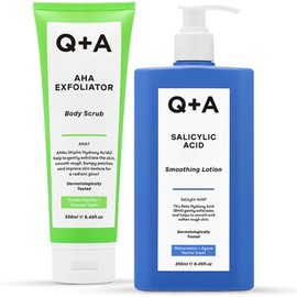 Q+A Salicylic Acid Body Wash and Salicylic Acid Smoothing Body Lotion Set (250ml x 2), Exfoliating Body Care Duo for Rough and Bumpy Skin