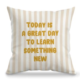 BILLAION Positive Affirmation Classroom Pillow Cover 18x18, Today is a Great Day to Learn Something New Striped Decorative Throw Pillow Cover Case for Classroom School Office Home