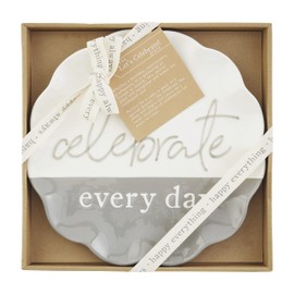 Mud Pie, White/Gray, Celebrate Everyday Plate, 11.5", 11 1/2" dia