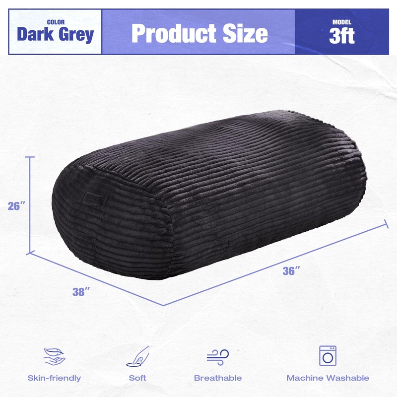 Hobestluk 3FT Bean Bag Chairs Adult Bean Bag with Portable