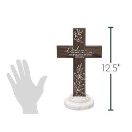 The Bridge Collection Memorial Cross With “Dad, Your Memory Will Live On” Message - Decorative Sympathy Gift For Loss Of Father - Comforting Remembrance Piece