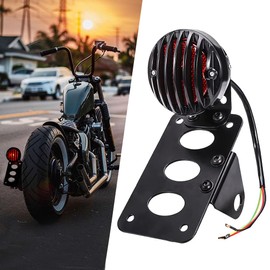 Luz trasera de freno para motocicleta, luz trasera de 1 pulgada, soporte de placa de matrícula compatible con Bobber Chopper Cruiser Custom Bike