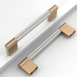 Coinkoly 10 Pack 3"(76mm) Brushed Satin Nickel and Champagne Bronze Cabinet Pulls Kitchen Cabinet Handles Knurled Cabinet Hardware Drawer Pulls for Cupboard
