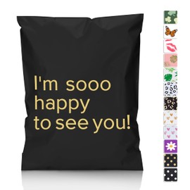 JinRuiKJ Poly Mailer 10x13 100 Pack - Shipping Bags for Clothing, Strong Thick and Self Adhesive Mailing Bags - Cute Packaging Bags for Small Business - Happy to See You