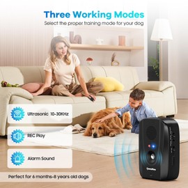 Bubbacare Dog Barking Deterrent Devices, 2-in-1 Auto & Remote Anti Barking Device, 600FT Remote Range to Stop Dog Barking with Ultrasound/Alarm Sound/Recording Playing for Dog Training Indoor Outdoor